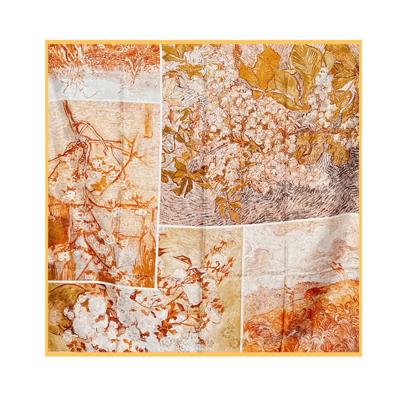 Mulberry Silk 14 Momme Square Scarf Spring Canvas 108x108 cm