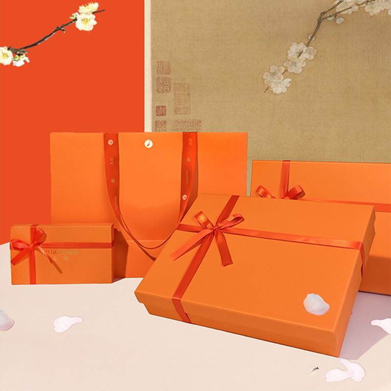 2-Piece Dunhuang Designer Orange Mulberry Silk Twilly 120x5cm - Image 5