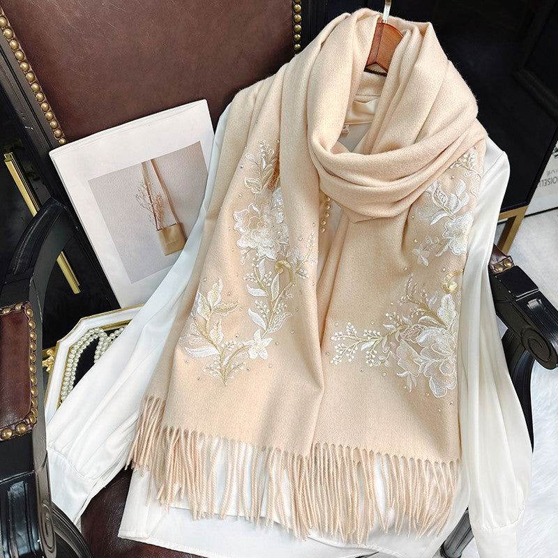 Embroidery 100% Pure Cashmere Scarf Winter Warmth 200x60 cm – Image 2