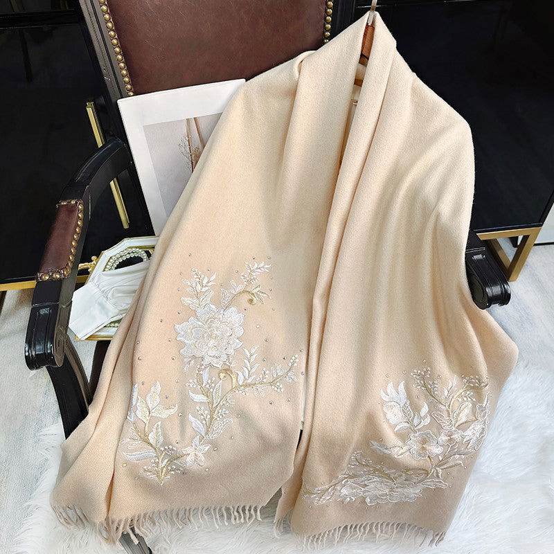 Embroidery 100% Pure Cashmere Scarf Winter Warmth 200x60 cm – Image 3