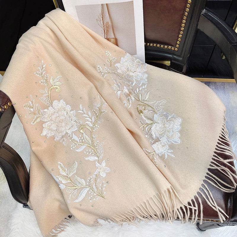 Embroidery 100% Pure Cashmere Scarf Winter Warmth 200x60 cm – Image 4
