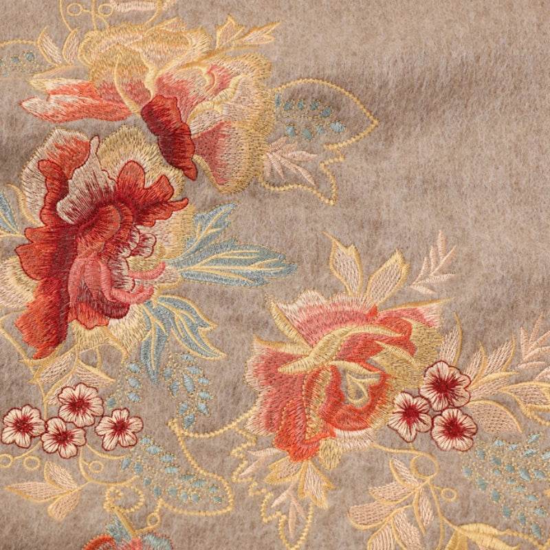 Embroidery 100% Pure Cashmere Scarf Elegant Floral Design 200x60 cm - 画像 (8)