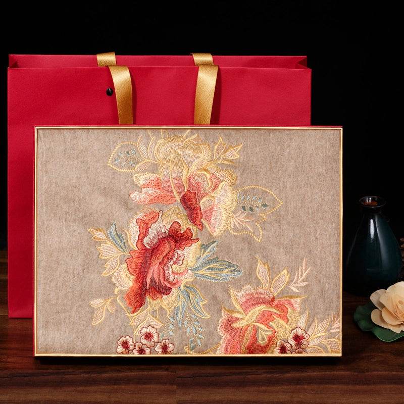 Embroidery 100% Pure Cashmere Scarf Elegant Floral Design 200x60 cm - 画像 (10)