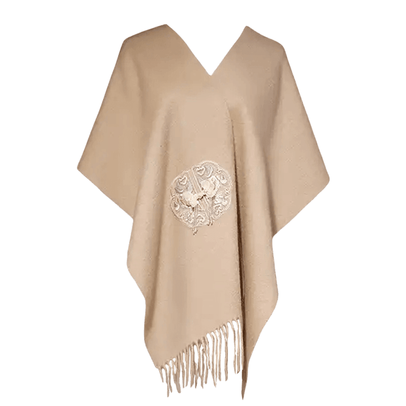 Handcrafted Embroidery Premium 100% Wool Scarf Shawl Beaded Fringe 180x30cm - Image 5