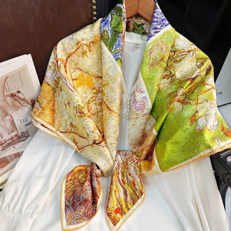 Mulberry Silk 14 Momme Square Scarf Spring Canvas 108x108 cm - Image 4