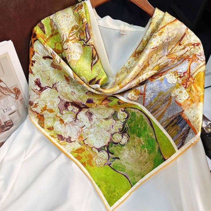 Mulberry Silk 14 Momme Square Scarf Spring Canvas 108x108 cm - Image 5