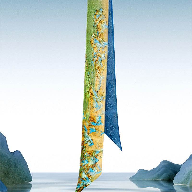 Chinese Painting Mulberry Silk 14 Momme Silk Twilly 120x6.8 cm - Image 8