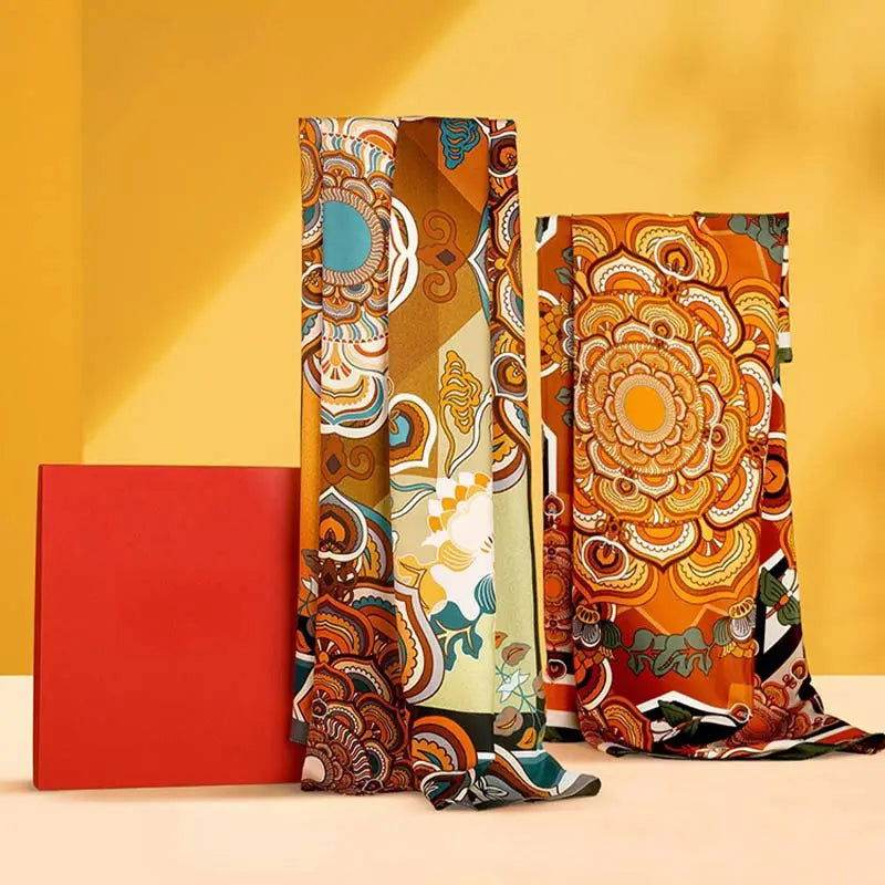Chinese Style Silk Square Scarf Lotus Design 65 x 65 cm & 88 x 88 cm - Image 6