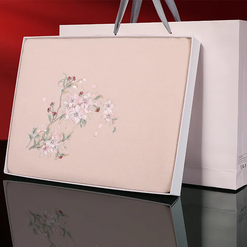 Embroidery Cashmere Scarf - Plum Blossom Pattern Luxury Gift Box 200x35 cm - Image 9